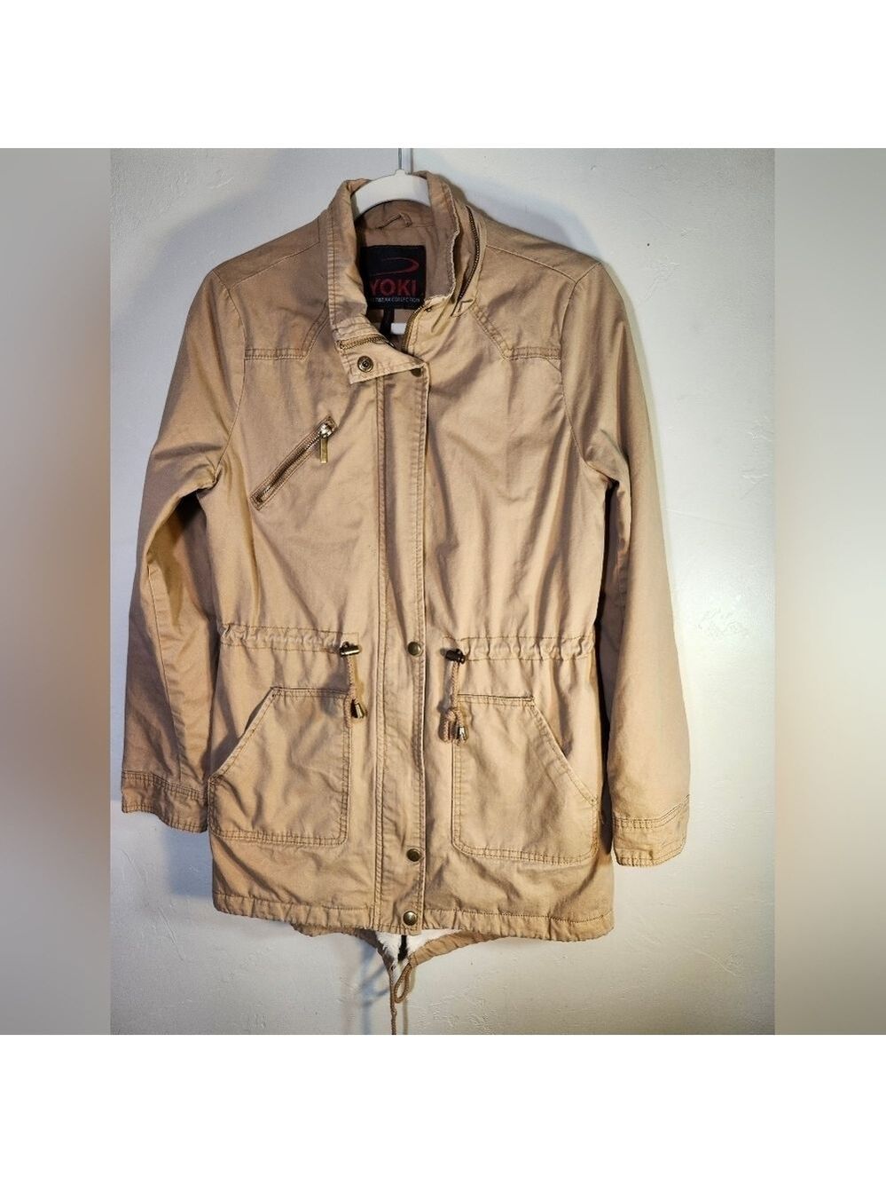 YOKI outerwear Lined Cotton Blend Draw String Waist Utitity Jacket Sz M
